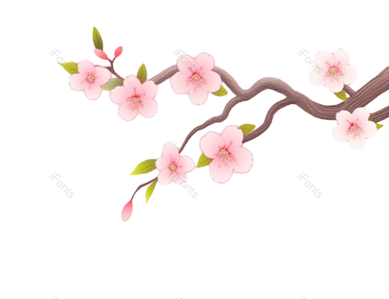 粉红色的花图片,樱花元素,灰色背景PNG,免抠素材